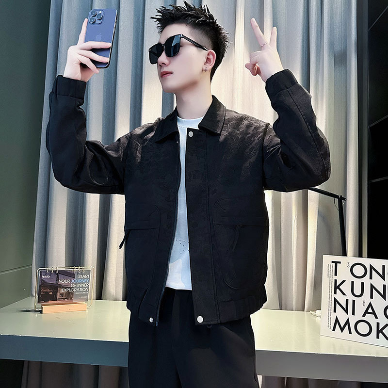 Autumn and winter new style social boy shopkeeper trendy men's jacket black 1