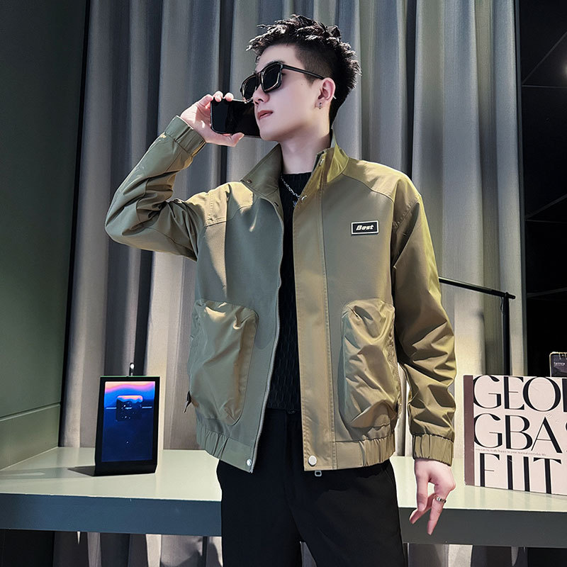 Social boy jacket, men's trendy shopkeeper style top, green 1