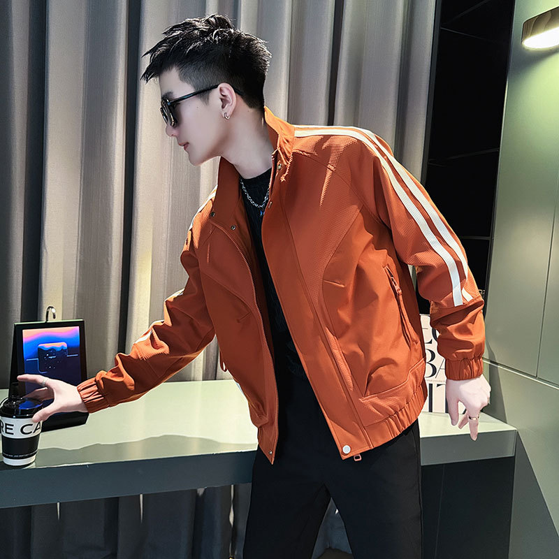 Social Guy Jacket Men's Trendy Shopkeeper Style Top Orange 2