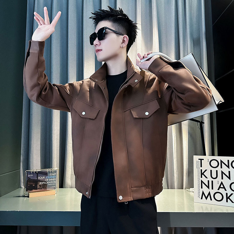 Autumn and winter new style suede social boy shopkeeper trendy men's jacket coffee 1