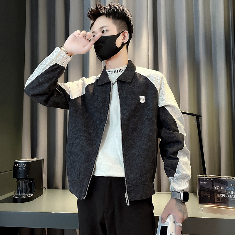 Guys new autumn and winter men's simple color matching jacket men's coat
