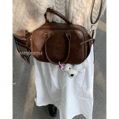 Autumn and winter portable briefcase bag women's bag 2024 new retro niche armpit bag simple small square bag crossbody bag