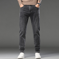 Jeans men's autumn and winter loose straight trendy casual trousers versatile elastic trendy brand trousers