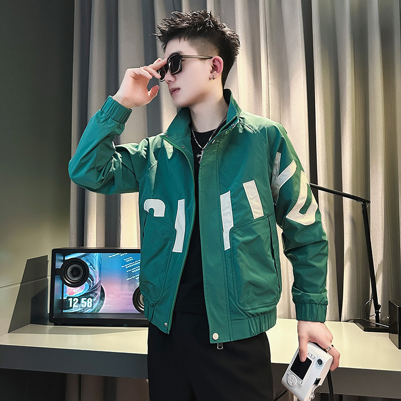 Coat new style high-end contrast stand collar jacket men's autumn and winter