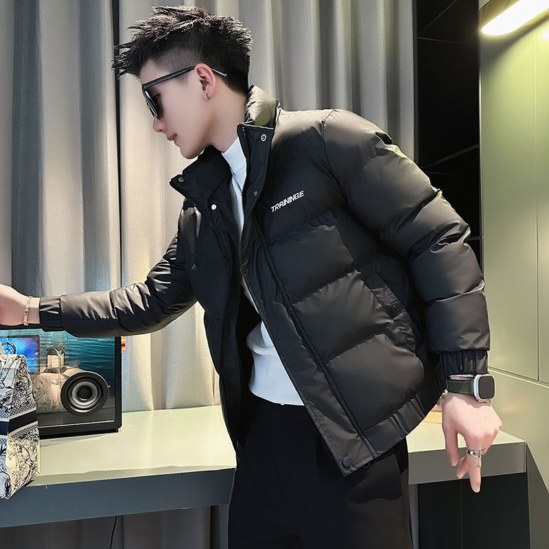 Stand collar cotton coat trendy slim cotton coat for men