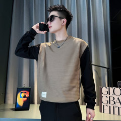 Autumn social boy fake two-piece sweatshirt men's shopkeeper style sweatshirt