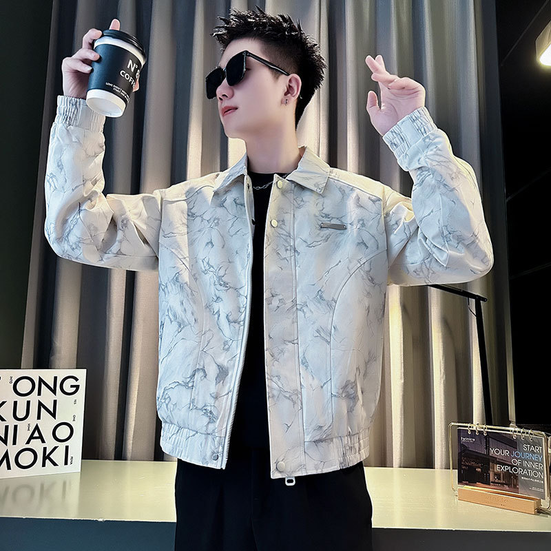 Autumn and winter new style social boy shopkeeper trendy men's jacket white 1