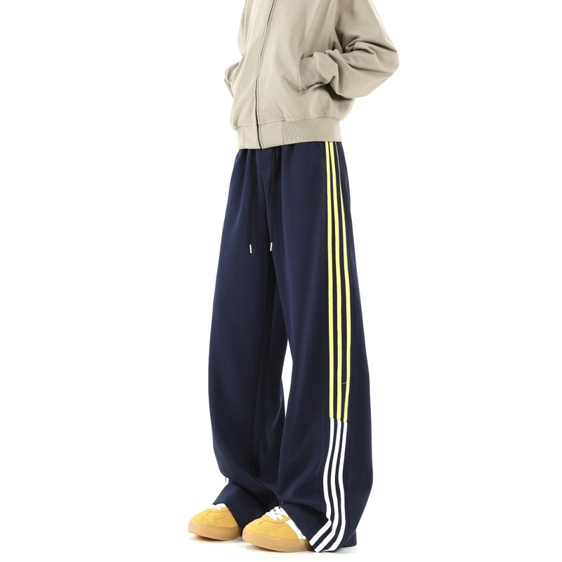 patchwork striped casual sweatpants