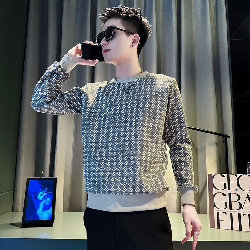 Autumn new style social boy sweatshirt round neck shopkeeper style casual top