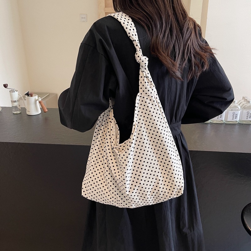 2024 summer new style forest girl large capacity polka dot classic daily underarm women's bag shoulder bag nylon cloth bag