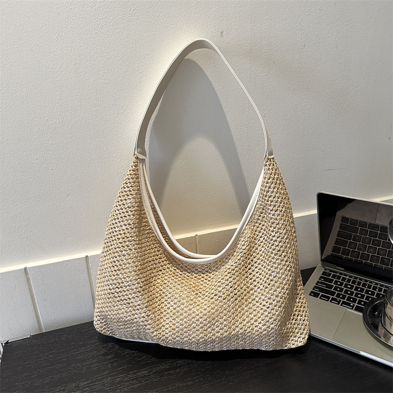 Internet celebrity popular woven bag women's new trendy fashion retro tote bag straw bag large capacity shoulder bag