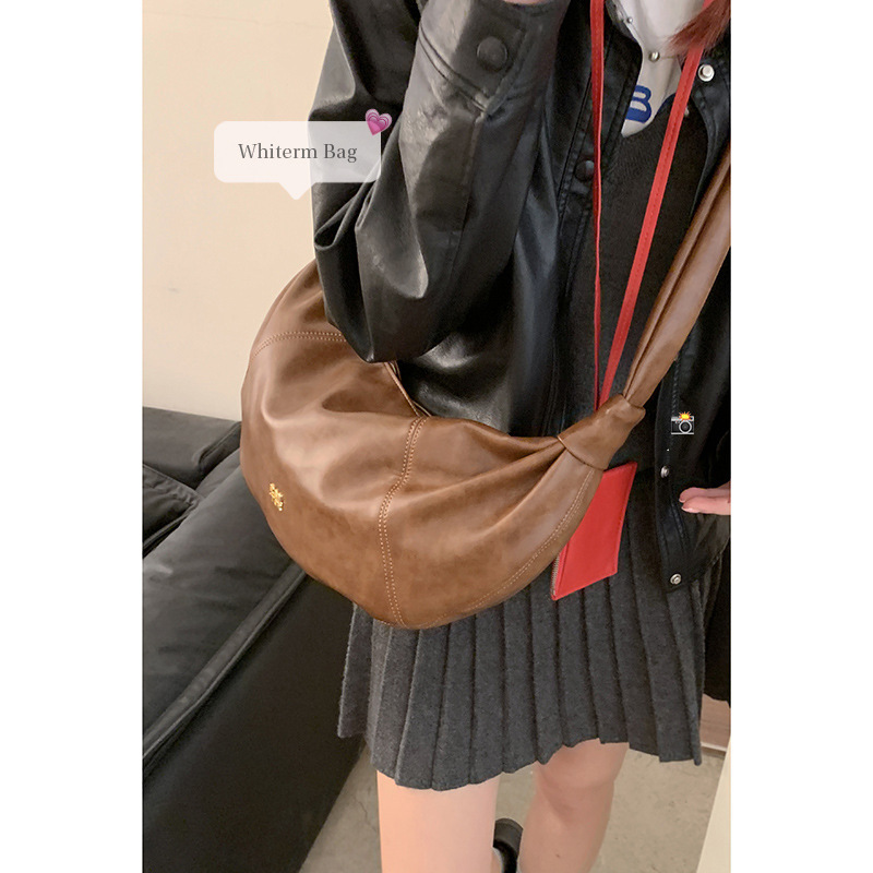 Versatile ins simple crossbody bag for women 2024 new retro high-end dumpling bag large capacity shoulder bag