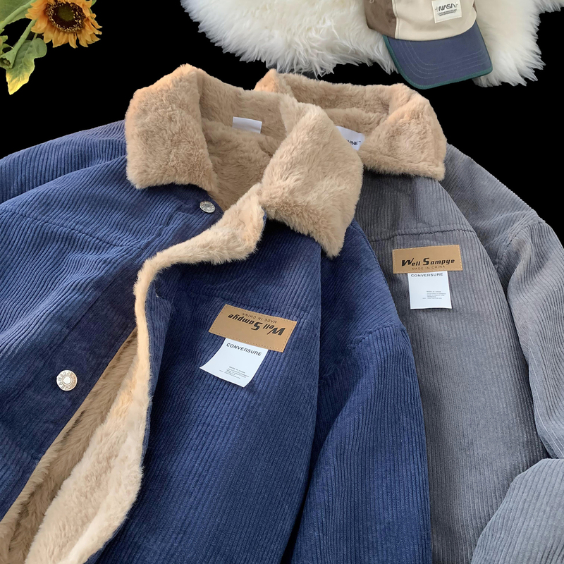 Winter casual label stand collar cotton coat