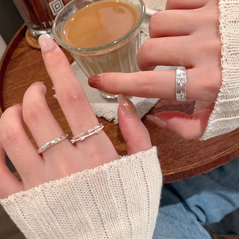 Stacked ins cool index finger ring, high-end element ring, versatile, light and luxurious, unique opening, female personality ring
