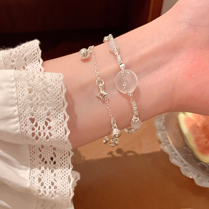 New Chinese style broken silver safety buckle double layer bracelet for women ins light luxury palace style bracelet national trend versatile hand jewelry