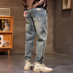Stretch Straight Loose Blue Jeans Men's All-Match Casual Tapered Trousers