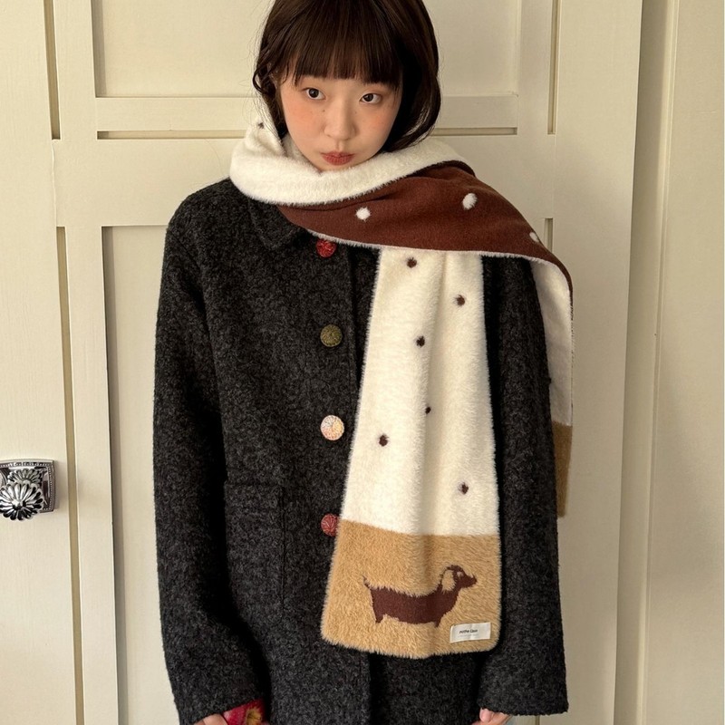 notheCase "Puppy Gallery" double-sided polka dot autumn and winter scarf, warm and cute original scarf