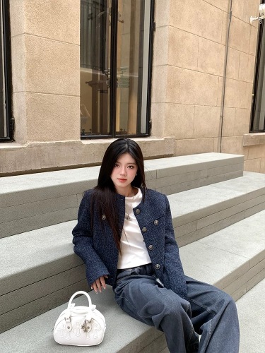 Women's Spring 2024 Vintage Casual Short-Sleeve Blazer with Unique Korean Glamour