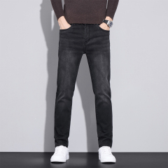 Autumn new jeans men's slim fit small feet cotton elastic versatile high-end business jeans