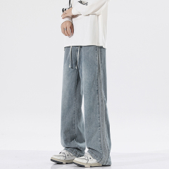 Jeans men's new loose youth straight pants American fashion brand thickened overalls