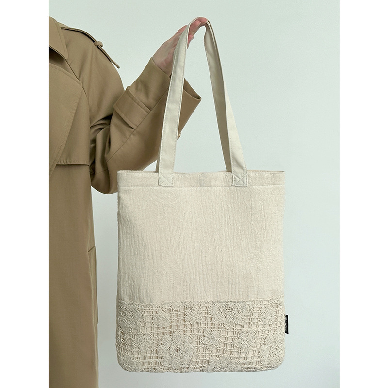 New Chinese style national style Zen canvas bag 2024 new large capacity shoulder bag commuting versatile handbag