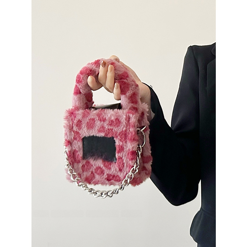 Bags for Women Autumn and Winter New Cute Plush Teddy Versatile Chain Mini Crossbody Small Square Bag