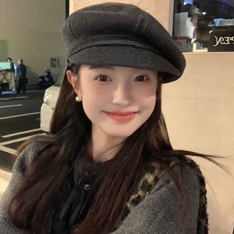 [My head is not round] Australian wool beret women's 2024 autumn and winter style, small, artistic and versatile brim painter's hat