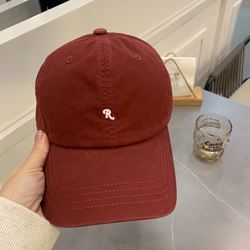 Baseball hat for women in autumn and winter new style simple letter embroidered duck bill hat high-end versatile large head baseball cap