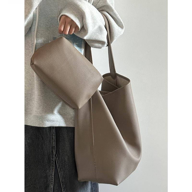Bags for Women 2024 New Large Capacity Bucket Bag Shoulder Portable Work Commuting Soft Leather Tote Bag for Women