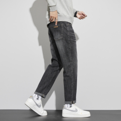 Autumn and winter new men's jeans micro tapered loose trendy brand thick style trendy and simple