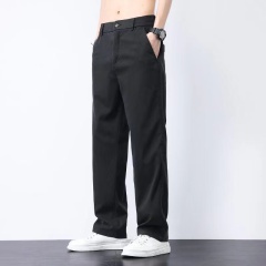 Summer thin Tencel jeans for men with drapey loose straight trousers new wide-leg ice silk pants for men