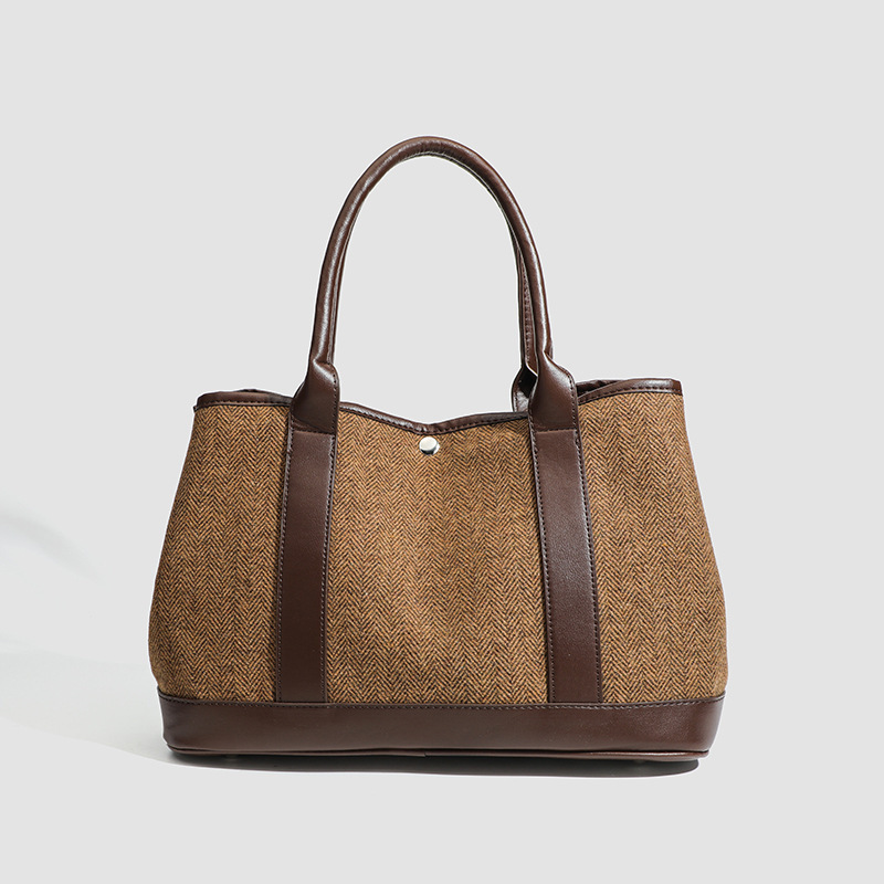 CDIWRI&KARI new autumn and winter women's bag retro woolen handheld large bag simple large capacity commuter tote
