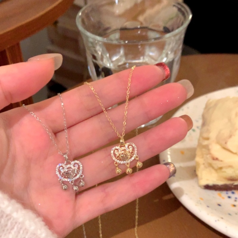 s925 sterling silver necklace women's versatile popular accessory new product Ruyi Ping'an lock pendant "Fu" Chinese trend ancient style silver jewelry