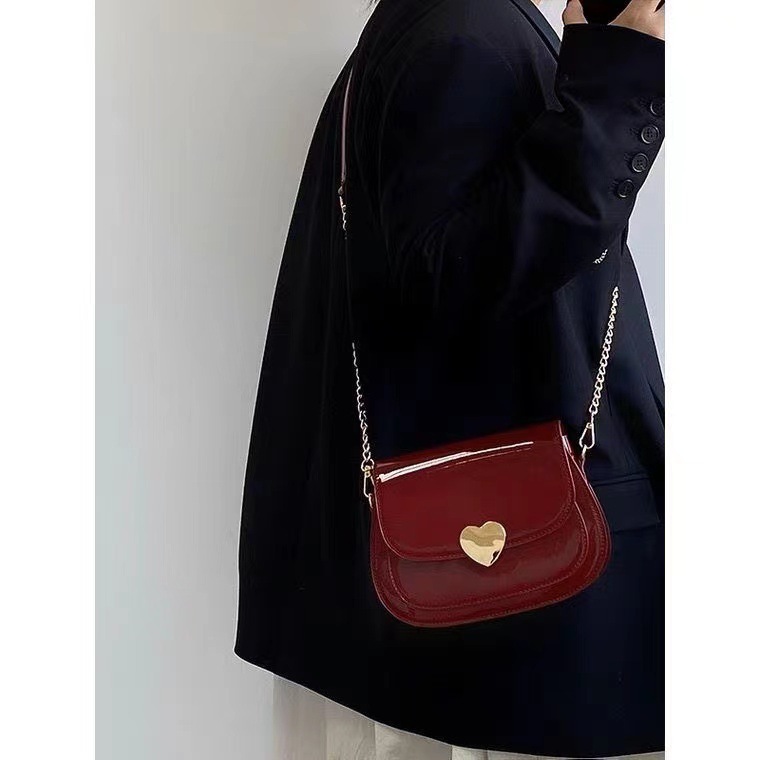Love bag patent leather girl crossbody bag love girl bag fairy bag spring and summer new product 2022 chain bag women's trendy