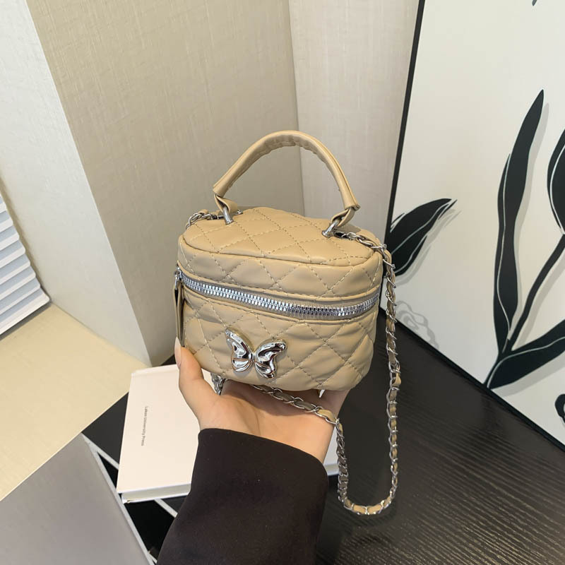 Bow Casual Cosmetic Bag Women's 2024 Autumn New Diamond Embroidery Thread Chain Portable One-Shoulder Crossbody Bag