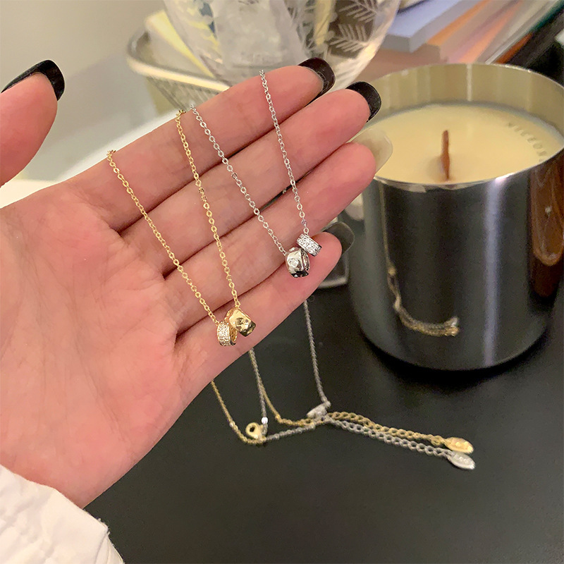 Autumn flash zirconium small waist necklace women's light luxury niche high-end exquisite full diamond double ring clavicle chain neck sweater chain