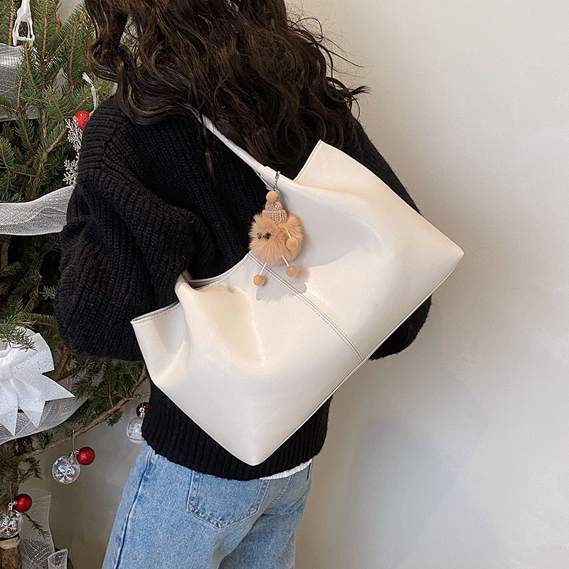 Textured bag commuting large bag women's new 2024 fashion tote bag popular foreign style shoulder bag