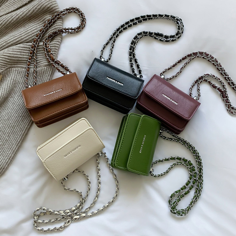Mini bag, lipstick bag, niche design, chain letter square bag, crossbody bag, simple and versatile shoulder bag