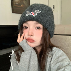 Puppy knitted hat women's autumn and winter 2024 new style face-shaping small big head circumference woolen hat