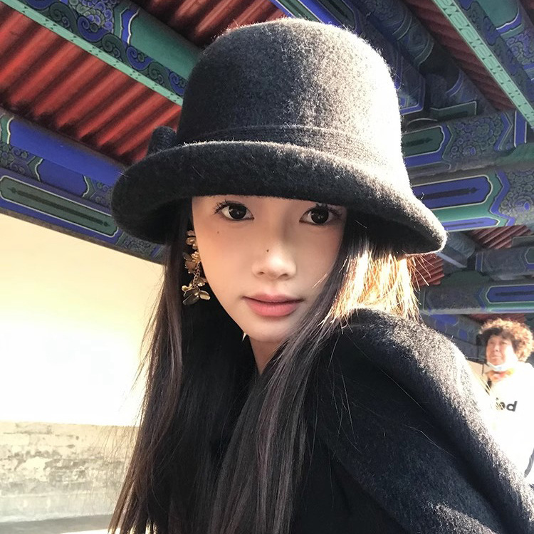 Republic of China retro wool top hat women's autumn and winter French temperament basin hat bow Hepburn style dome fisherman hat