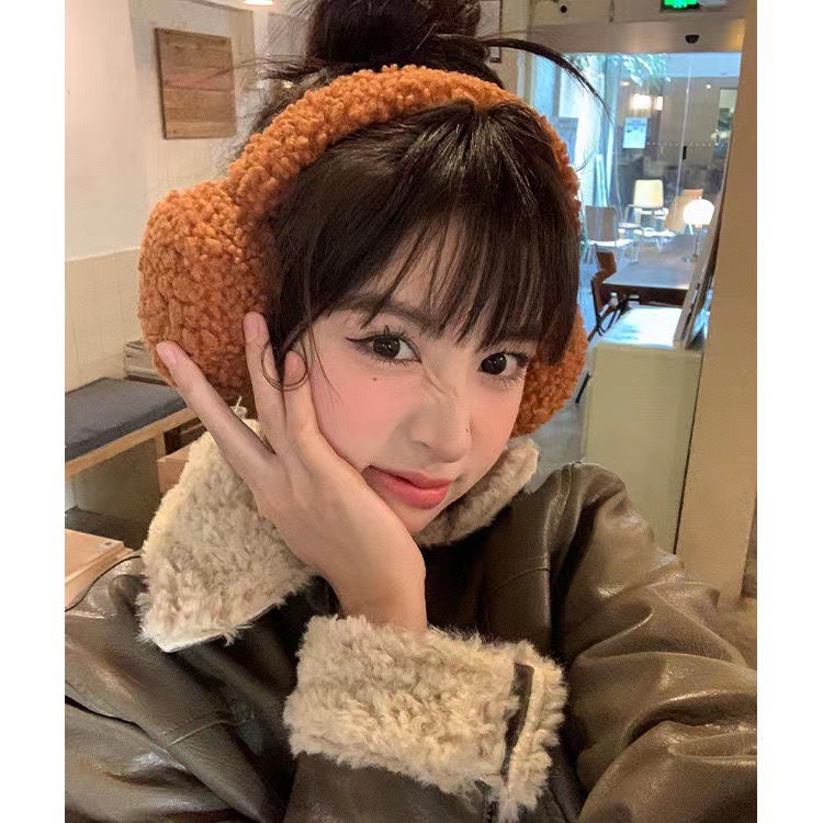 New winter lamb velvet ear warmers for students, simple and fashionable solid color earmuffs, cute warm earmuffs for men and women in winter