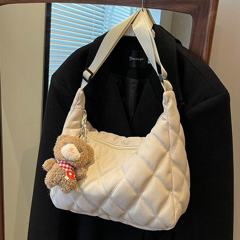 Autumn and winter canvas bag women's bag new super fashionable Korean large capacity tote bag rhombus versatile crossbody bag
