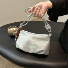 Fashionable casual bags for women 2024 summer new underarm simple pleated cloud bag trendy single shoulder crossbody bag trendy