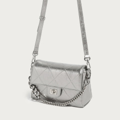 New fashionable live broadcast women's bag design metal chain small square bag trendy fashion light luxury single shoulder crossbody