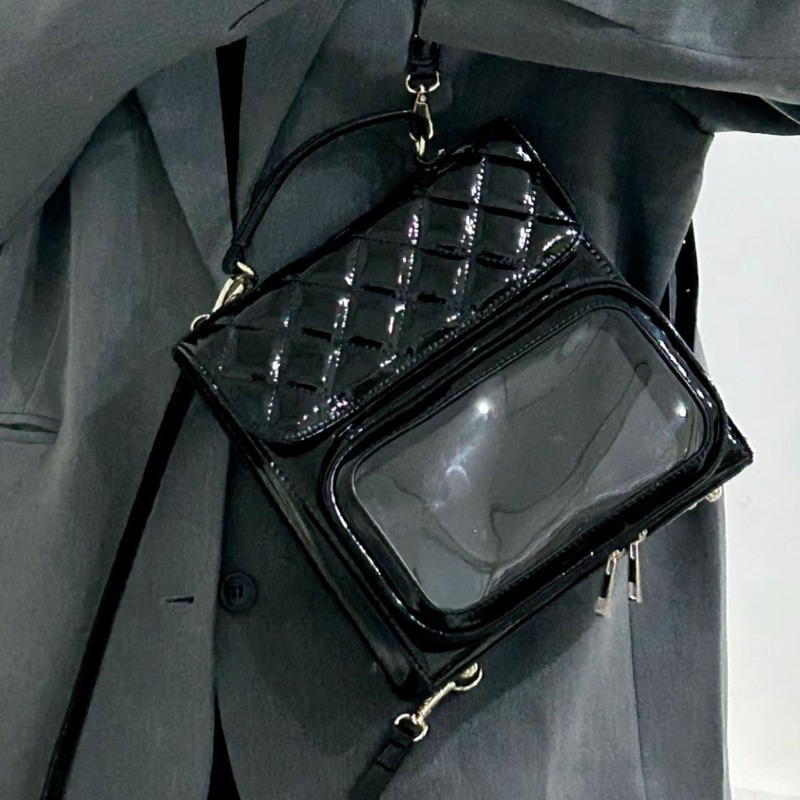 2024 new pain bag niche patent leather rhombus small square bag fashionable backpack JK uniform commuter bag girl backpack