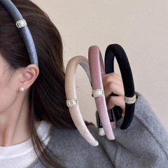 INS niche design simple diamond-encrusted headband Japanese and Korean women's autumn and winter exquisite narrow headband home face wash headband