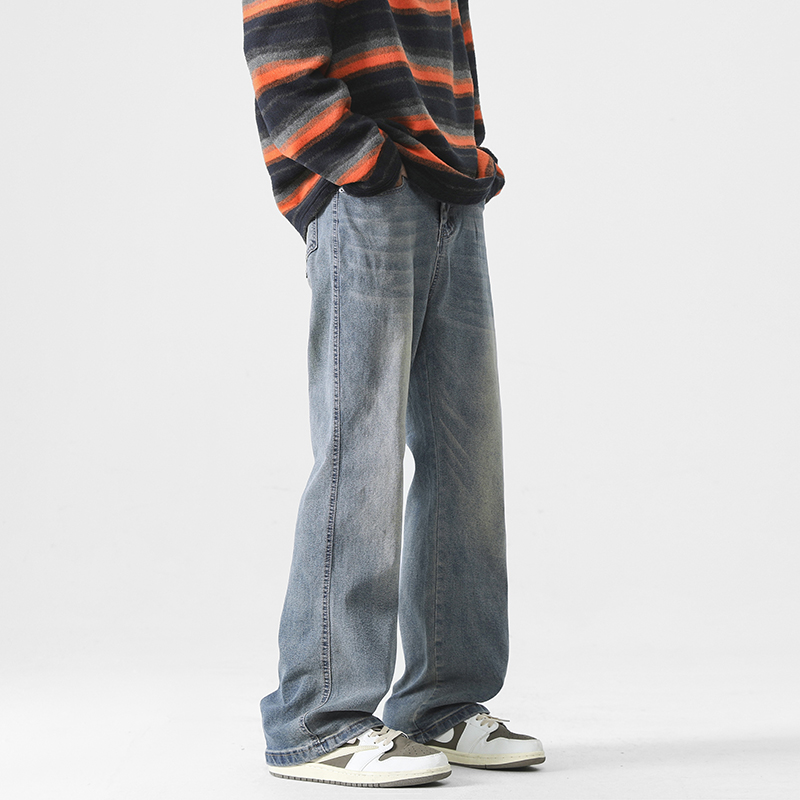 Jeans men's straight-leg loose casual trousers trendy American style bootcut
