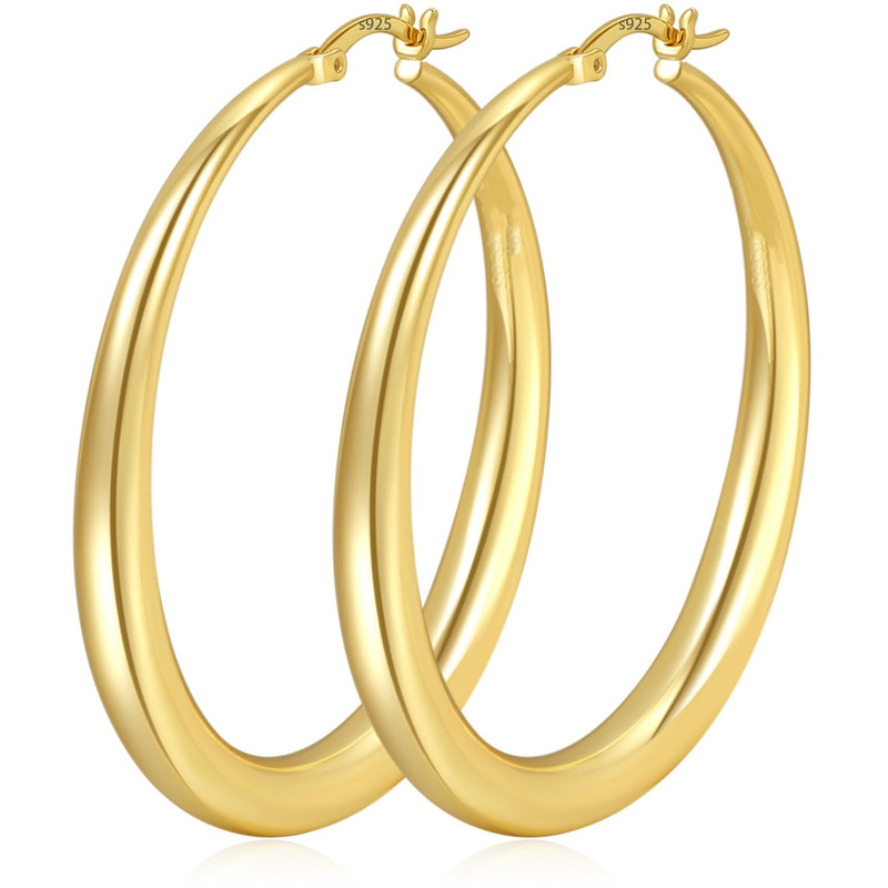 Cross-border new product 925 silver needle circle thick earrings large circle earrings special-shaped needle personalized earrings