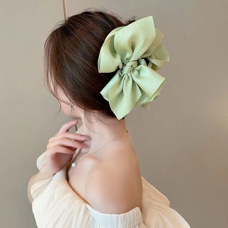 Bow tie grabber female large size fugitive princess hair accessories headdress 2024 new style shark clip for hair on the back of the head