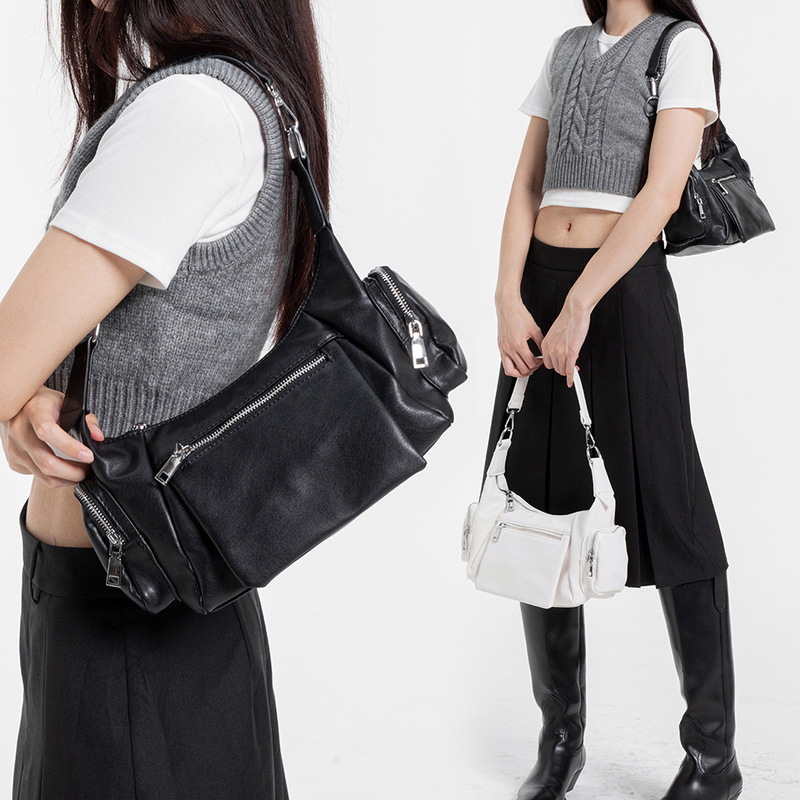 Pocket Girl Underarm Shoulder Bag Motorcycle Bag Niche Design New Crossbody Retro Texture